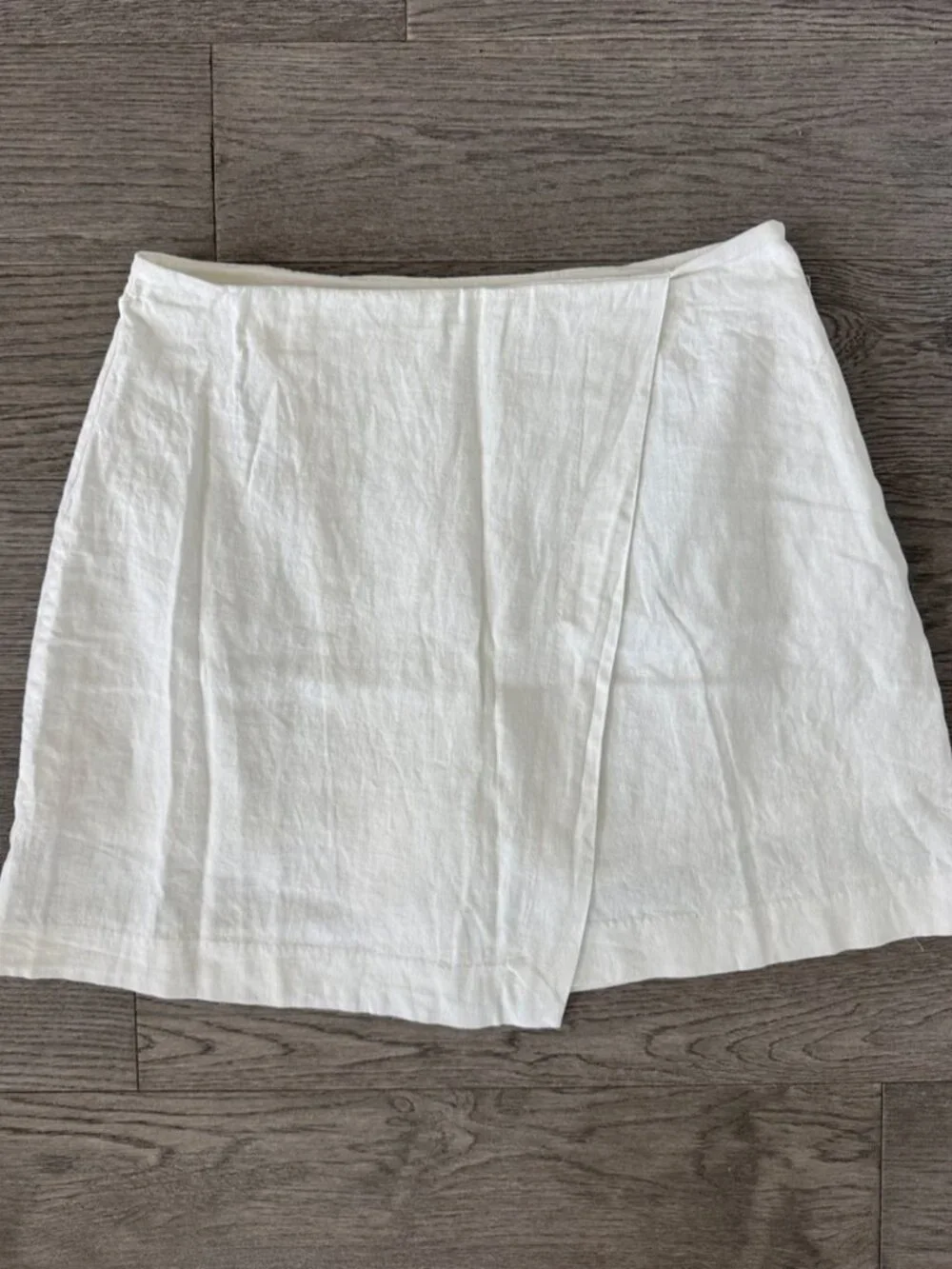 White Linen Wrap-Front Skort
